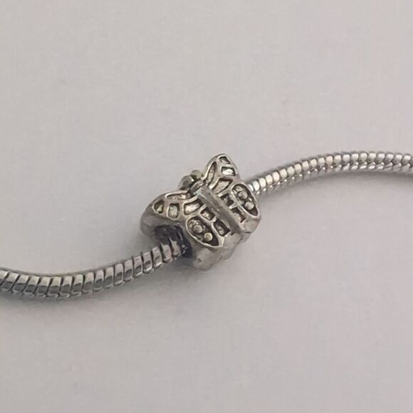 Silver Butterfly Charm for Pandora Style Bracelet - Picture 3 of 4
